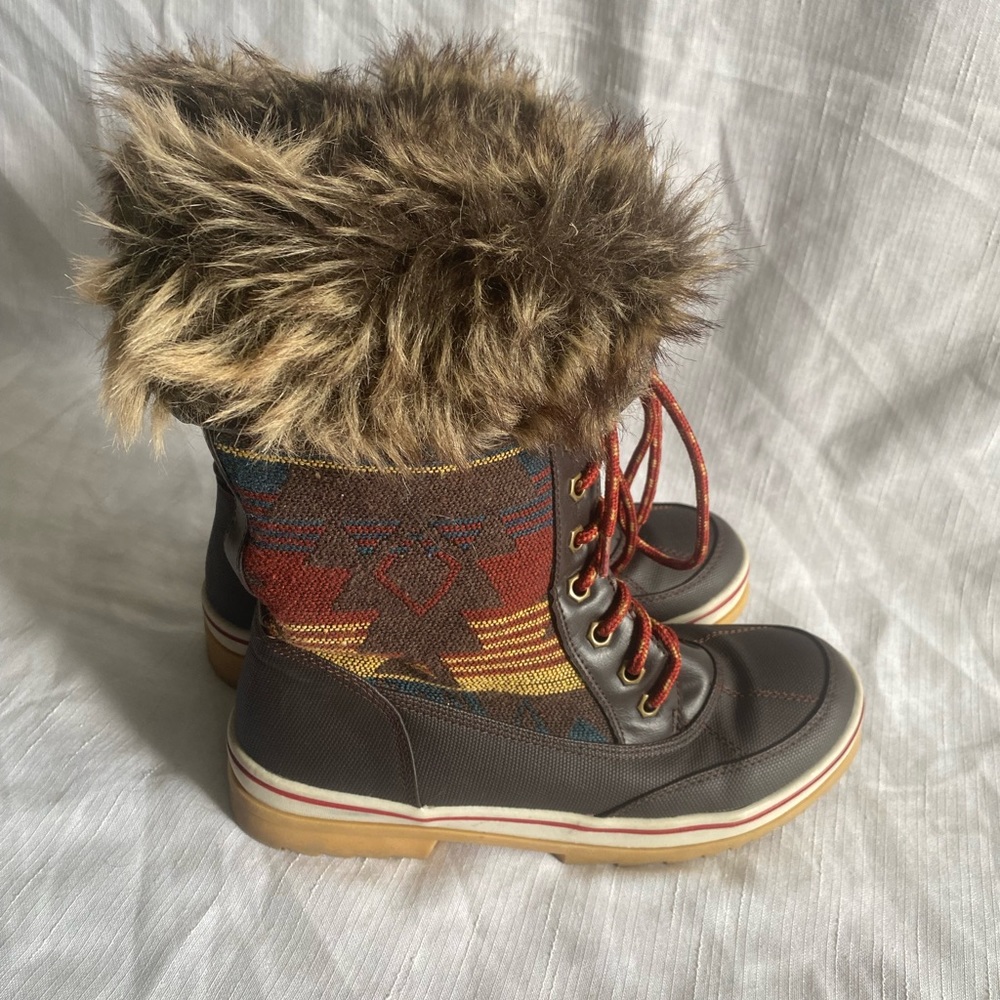 Cerebrity pink faux fur mid calf boots